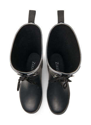 Wide fit rubber boot with laces , Black, Packshot image number 3