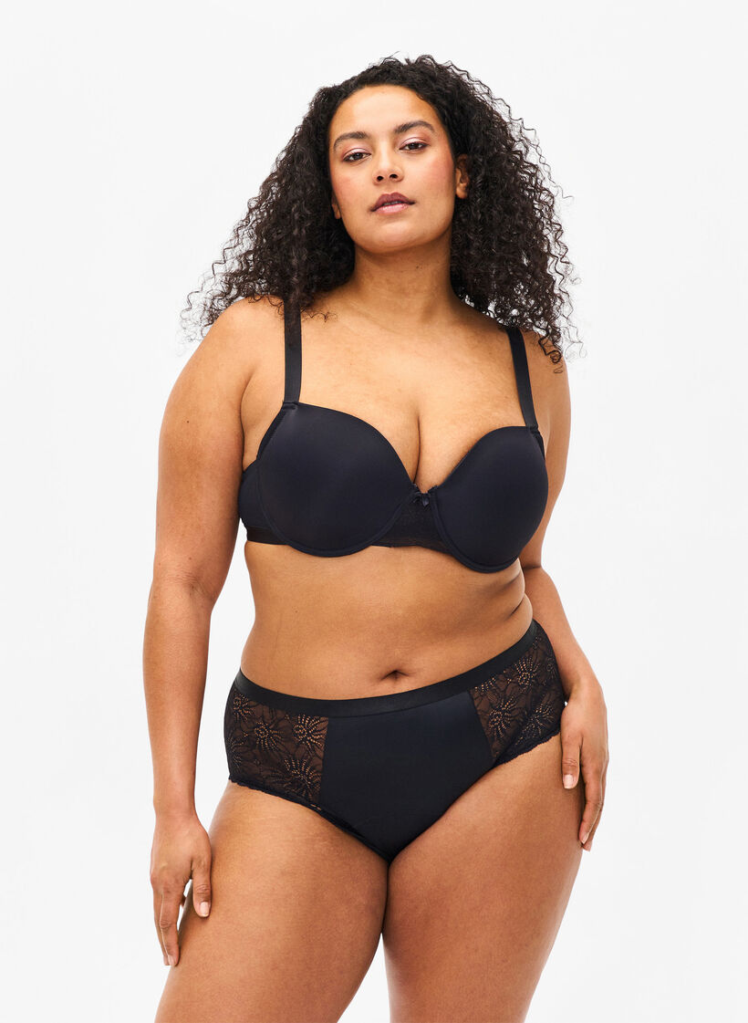 Hipster period panties with lace, Black, Model image number 0