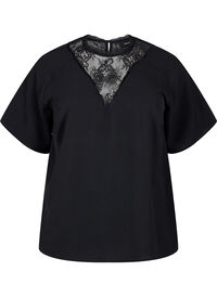 Short-sleeved blouse with lace