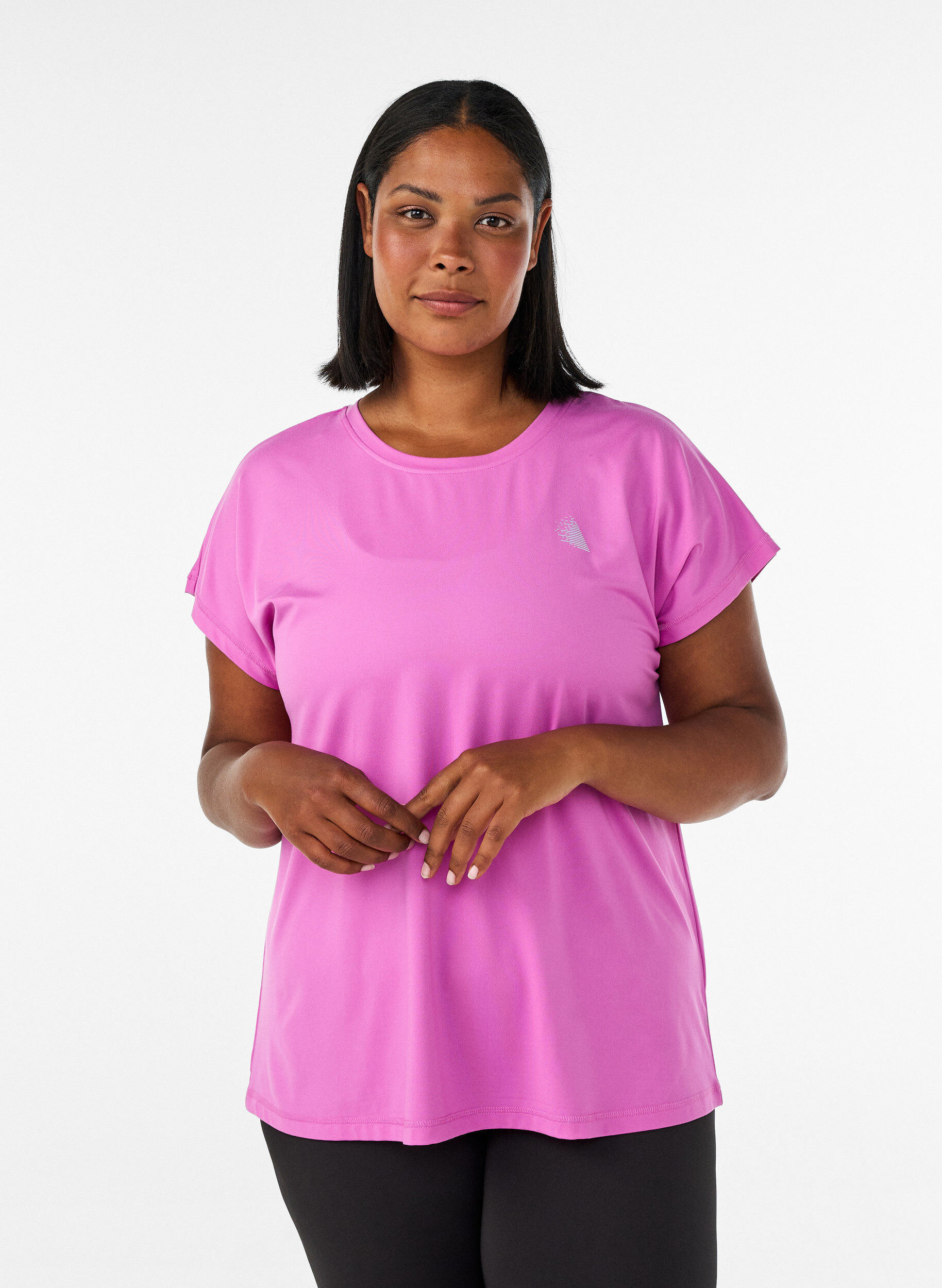 Solid-coloured training T-shirt, Purple, Model