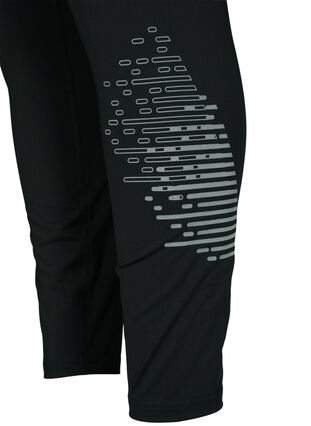 Training tights with reflective print, Black w. Reflex, Packshot image number 3