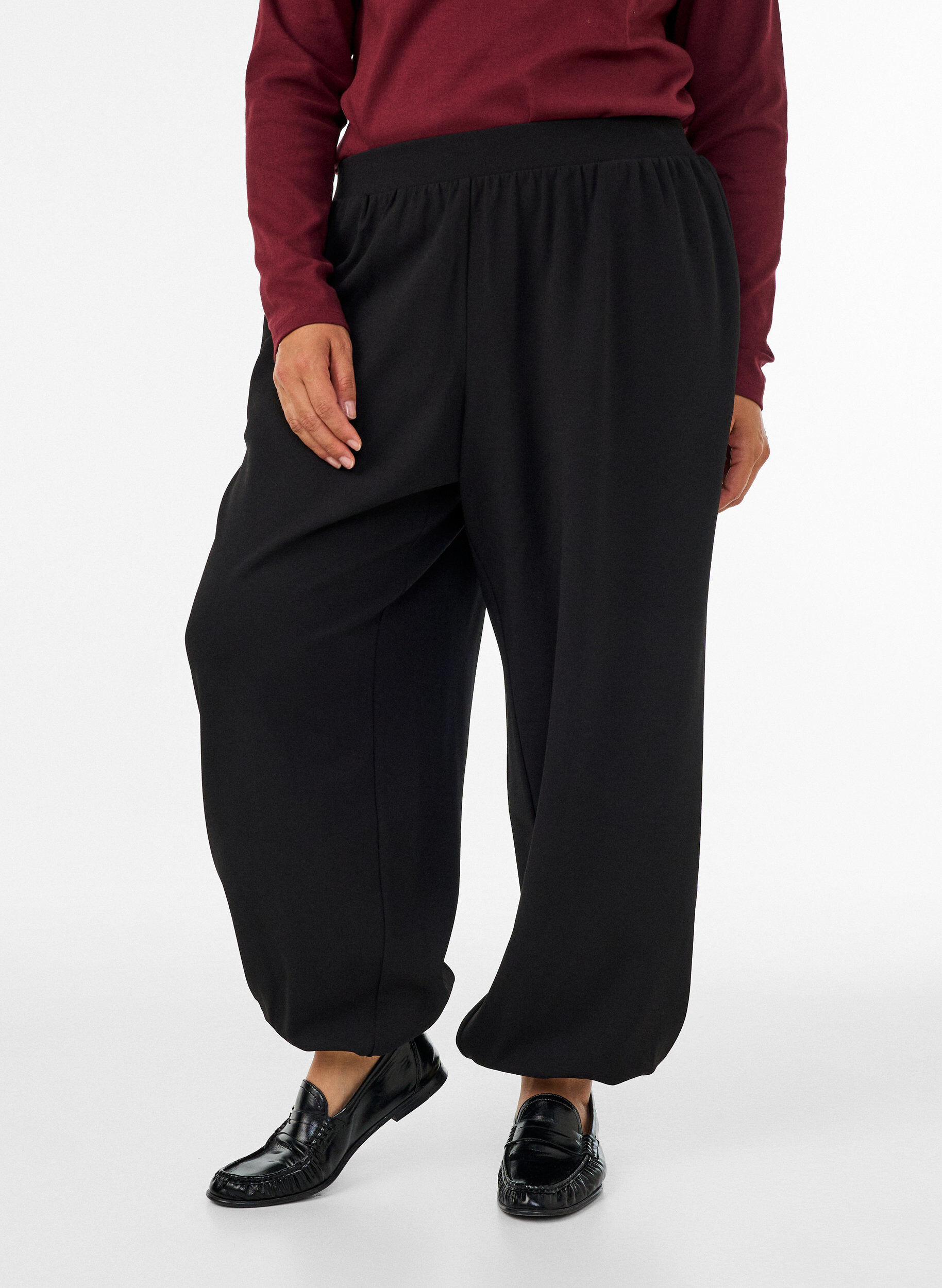 ZizzifashionHigh-waisted jersey balloon trousers, Black, Model image number 2