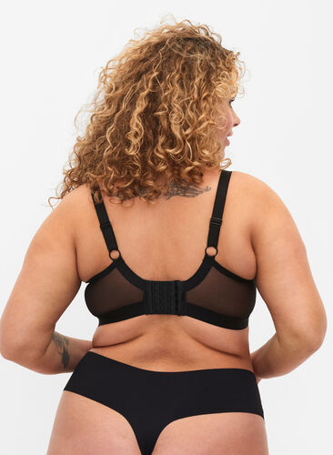 Mesh bra with string details, Black, Model image number 1