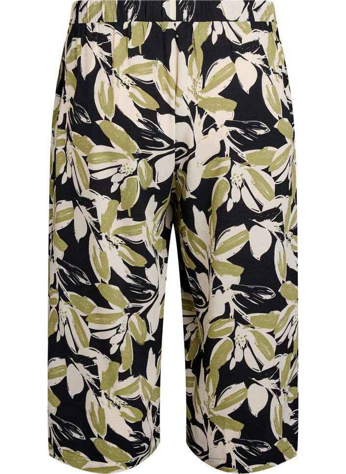Culotte trousers with print, Black, Packshot image number 1