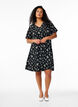 Short-sleeved dress with a V-neck, Black, Model image number 1