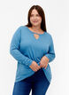 Melange blouse with long sleeves, Legion Blue Mel., Model image number 0