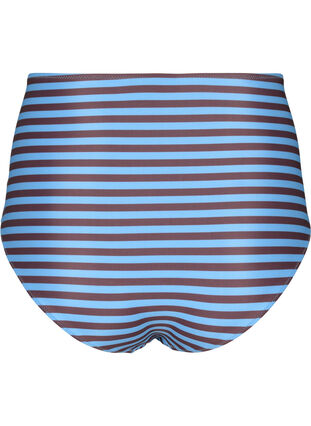High-waisted bikini bottom with stripes, BlueBrown Stripe AOP, Packshot image number 1