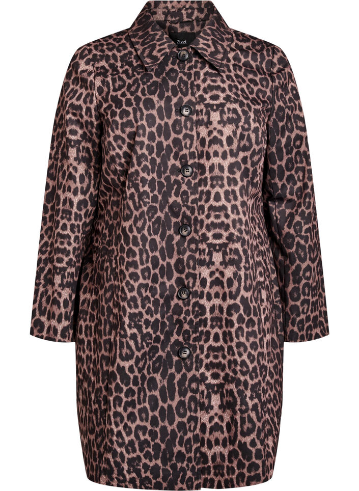 Leopard print coat, Brown, Packshot image number 0
