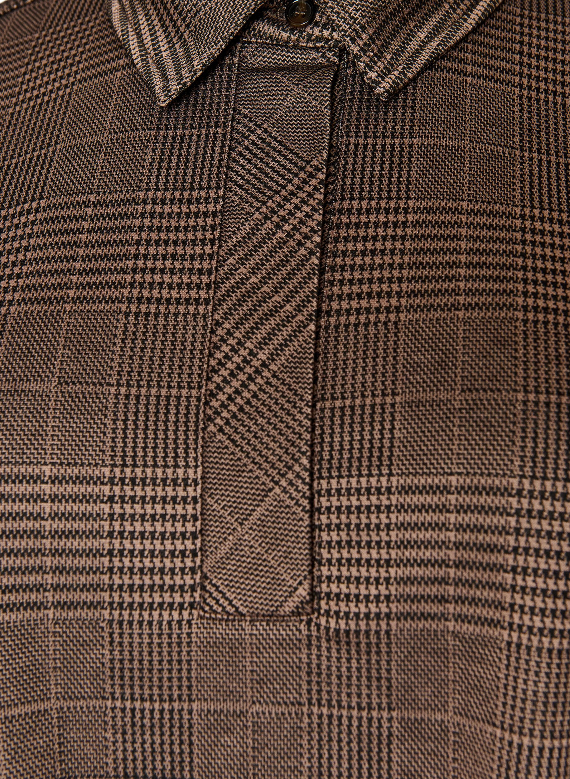 ZizzifashionShort checked dress with a shirt collar, Brown, Packshot image number 2