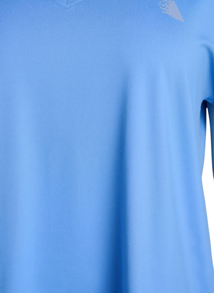 Loose training t-shirt with v-neck, Blue, Packshot image number 2