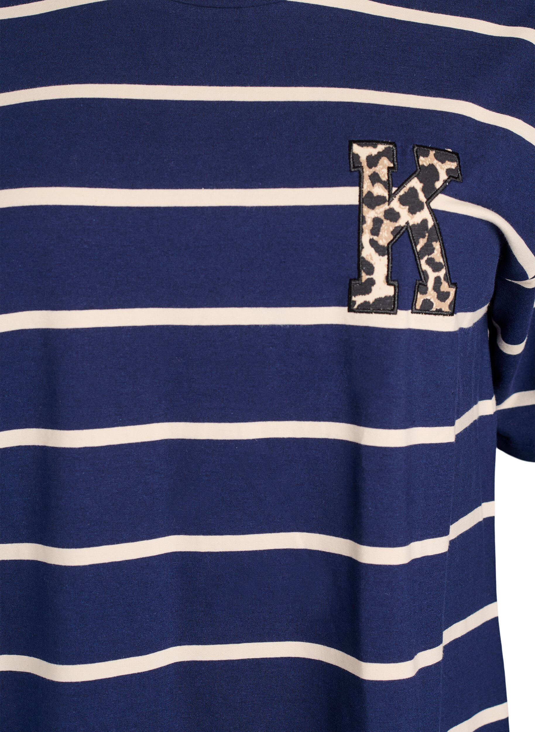 Zizzifashion T-shirt with stripes and leopard detail, Blue, Packshot image number 2