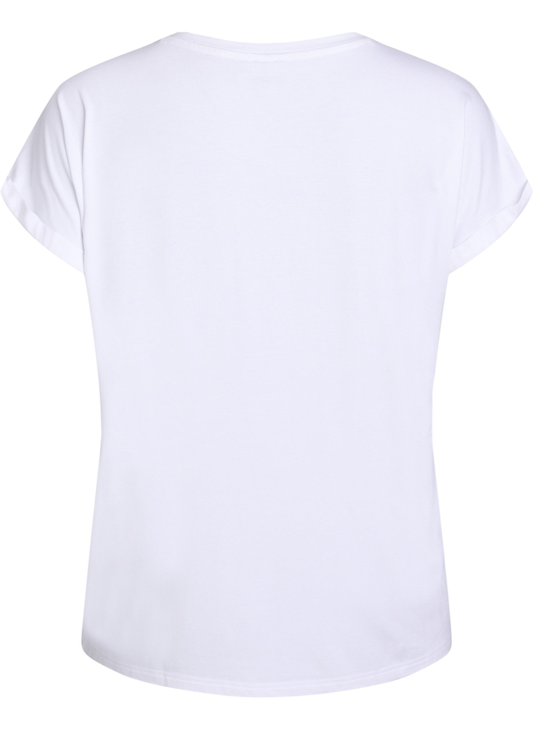 Zizzifashion Loose t-shirt with round neck, White, Packshot image number 1