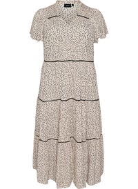 Patterned viscose midi dress - Pink - Sz. 40-64 - Zizzifashion Patterned viscose midi dress - Pink - Sz. 40-64 - Zizzifashion