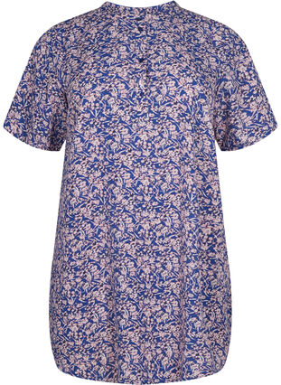 FLASH - Floral tunic with short sleeves, Strong Blue Flower, Packshot image number 0
