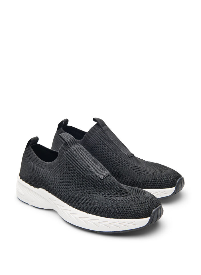 Sneakers in stretchy knit material, Black, Packshot image number 1