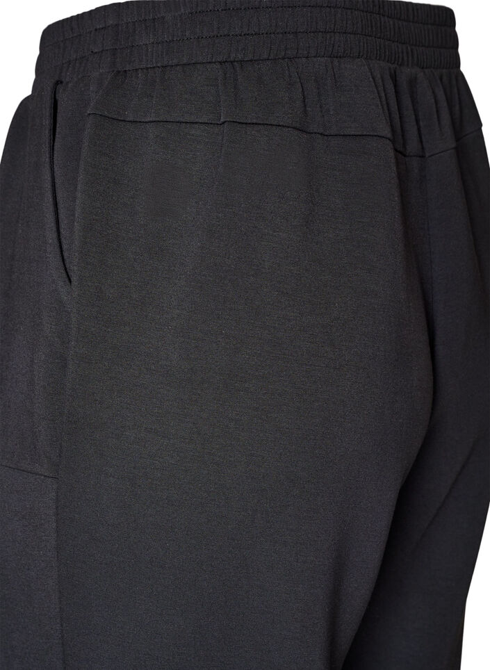 Loose jersey trousers with high waist and pockets, Black, Packshot image number 3