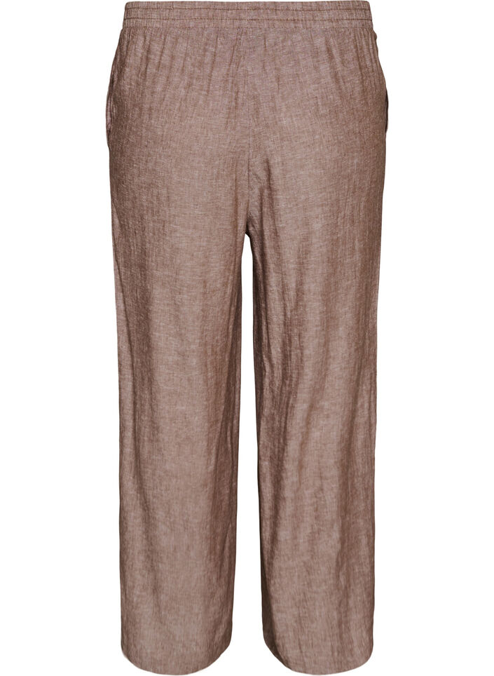 Wide-leg linen and viscose trousers, Brown, Packshot image number 1