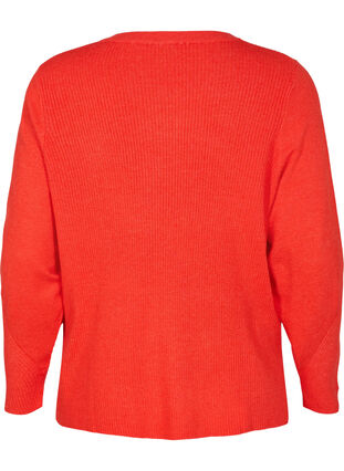 Knitted sweater in rib with slits, Fiery Red Mel., Packshot image number 1
