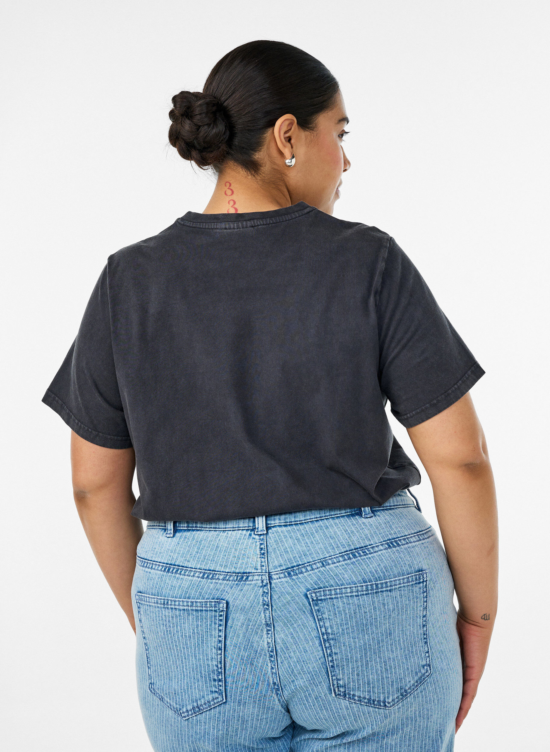ZizzifashionOrganic cotton T-shirt with rock print, Black, Model image number 2