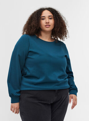 Sweatshirt with a round neckline and long sleeves, Reflecting Pond, Model image number 0