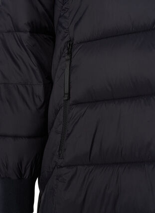 Long, quilted winter jacket with pockets, Black, Packshot image number 3