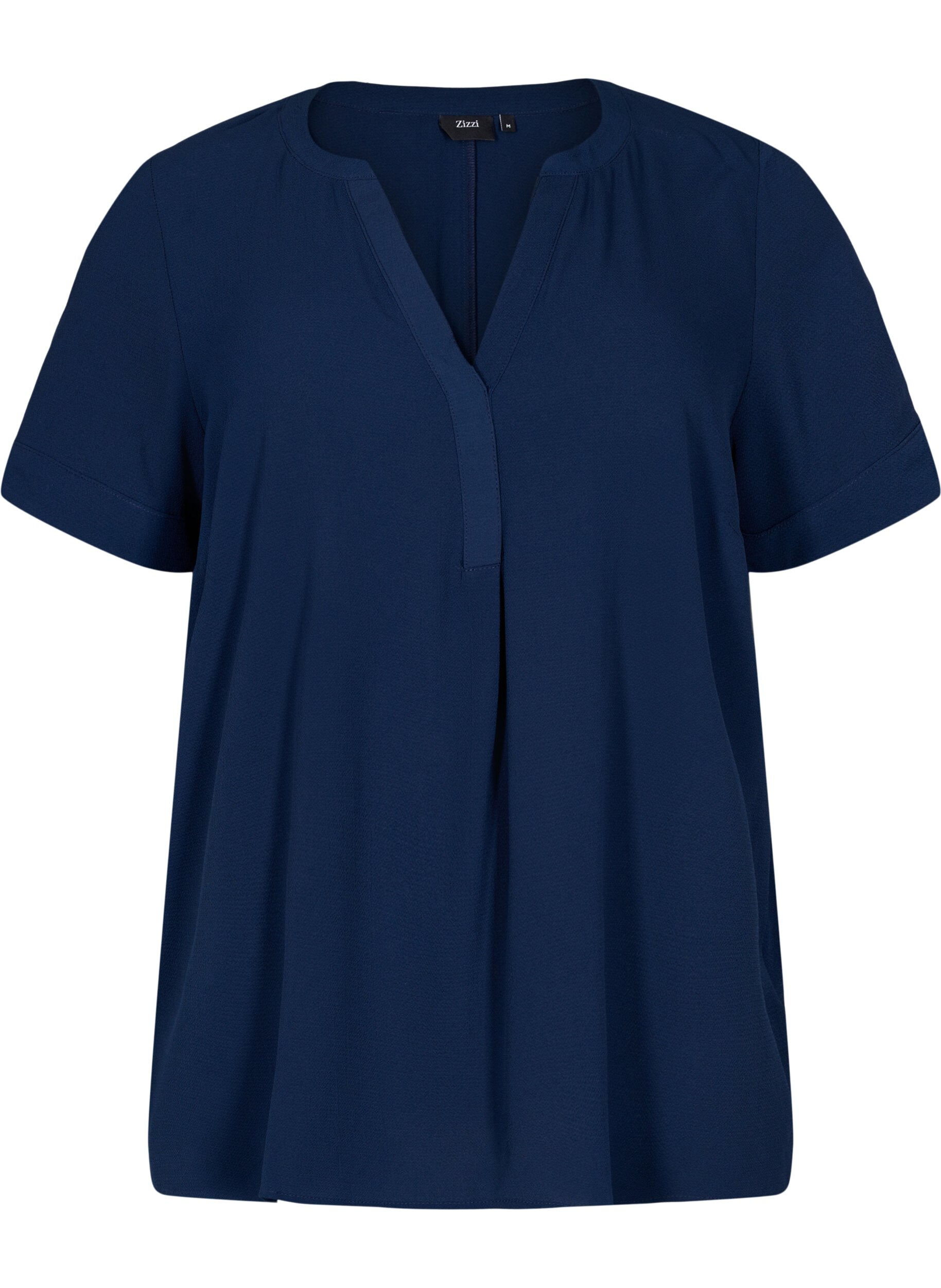 Zizzifashion Short-sleeved v-neck blouse, Blue, Packshot image number 0