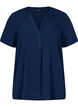 Short-sleeved v-neck blouse, Blue, Packshot image number 0