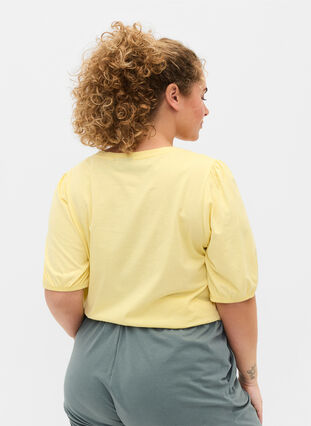 Cotton t-shirt with elbow-length sleeves, Pale Banana, Model image number 1