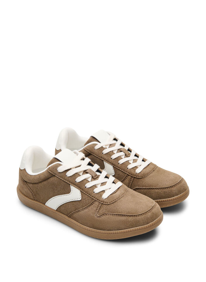 Faux suede sneakers, Brown, Packshot image number 1
