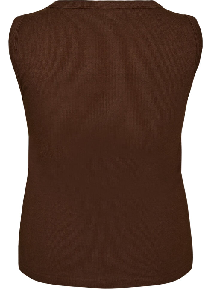 Rib top with square neckline, Brown, Packshot image number 1