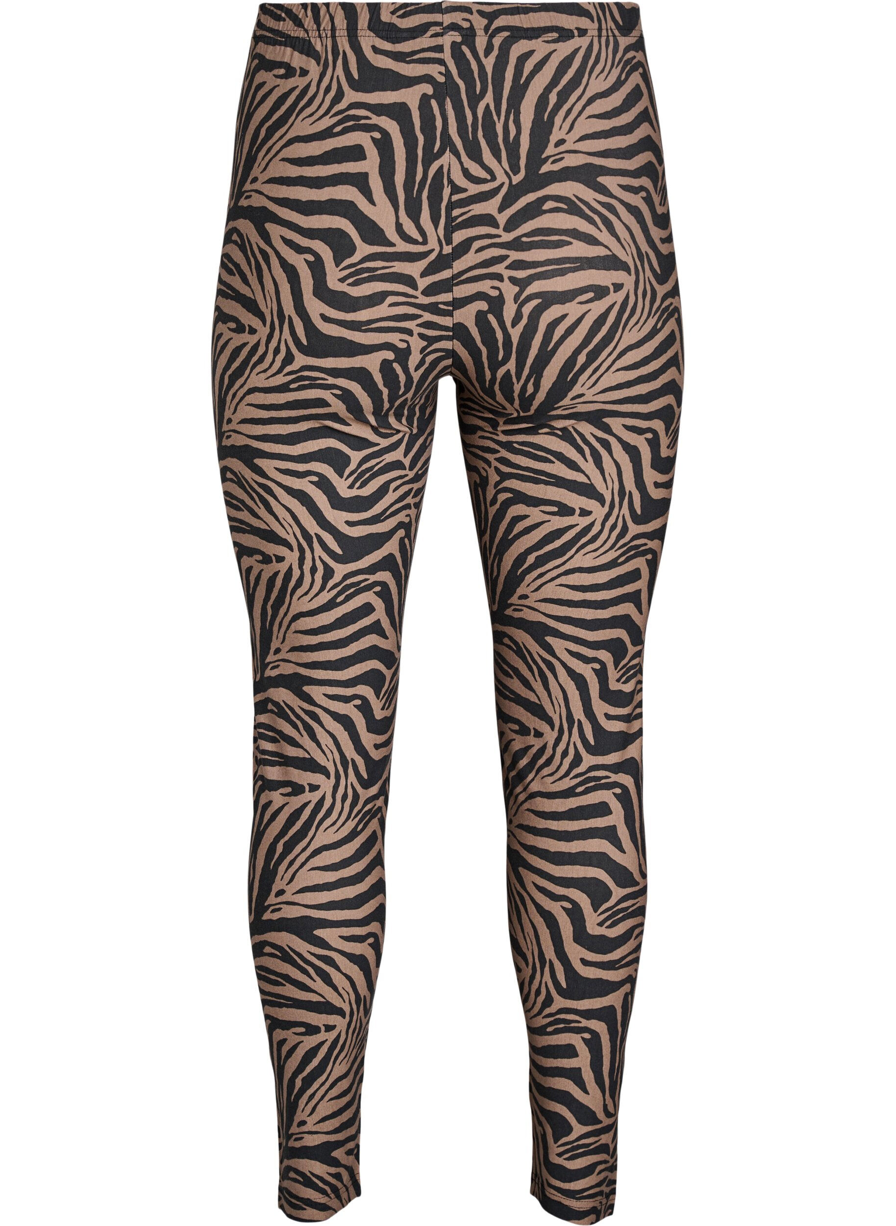 Zizzifashion Viscose leggings with zebra print, Brown, Packshot image number 1
