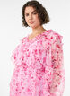 Floral chiffon dress with ruffles and long sleeves, Pink, Model image number 2