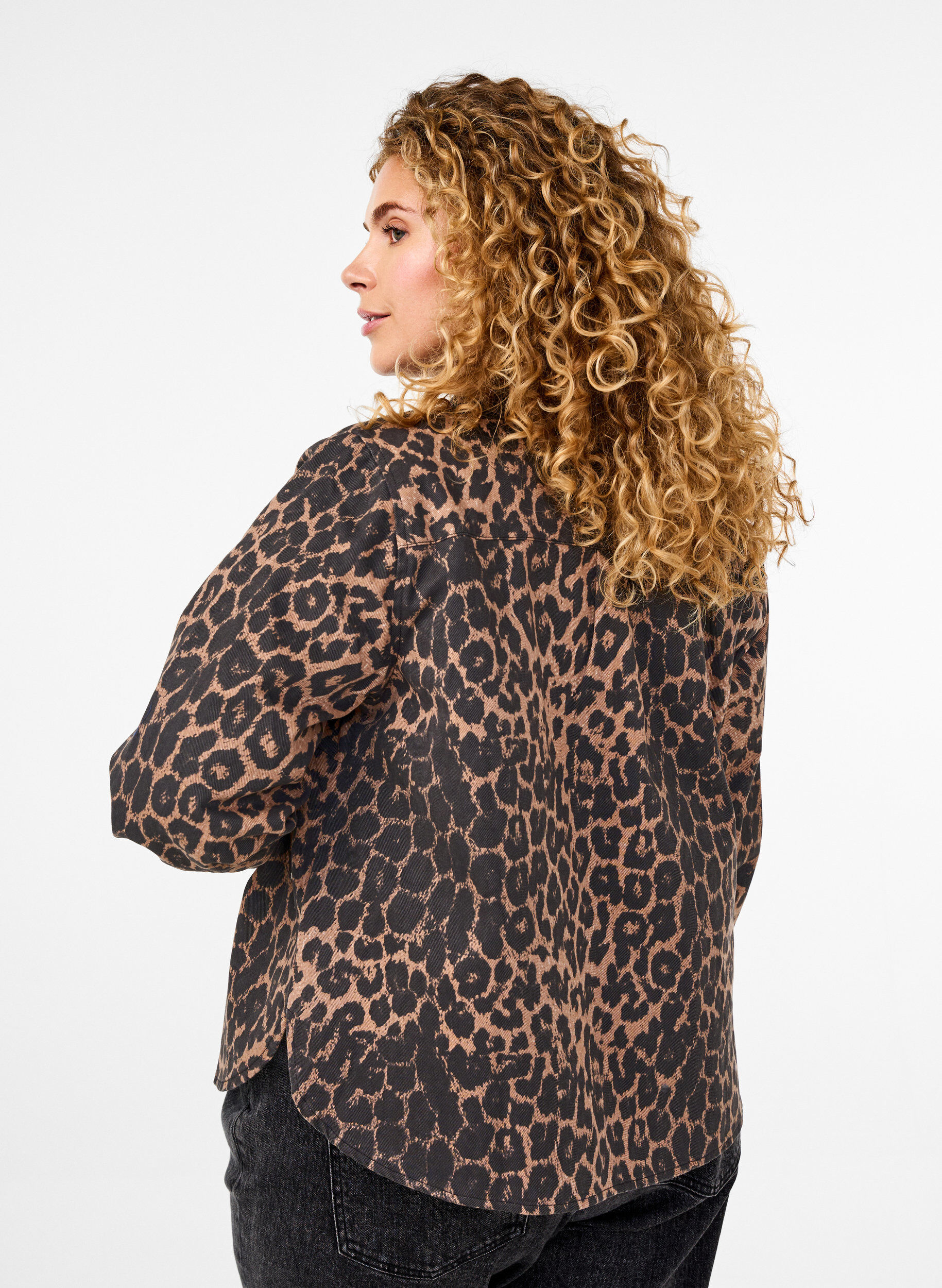 Zizzifashion Canvas jacket with leopard print, Leo AOP, Model image number 1
