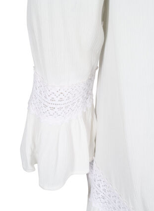 viscose dress with lace detail, Off White, Packshot image number 3
