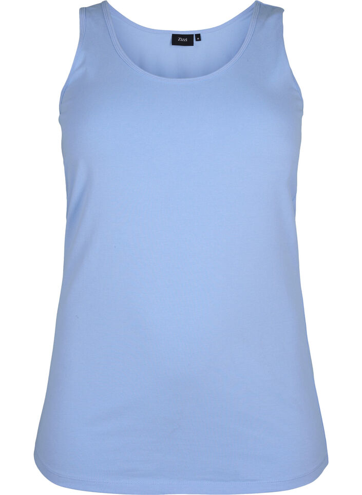 Solid color basic top in cotton - Light Blue - Sz. 40-64 - Zizzifashion