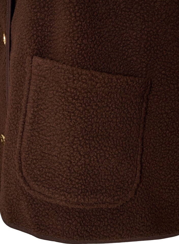 Teddy gilet with buttons and pockets, Brown, Packshot image number 3