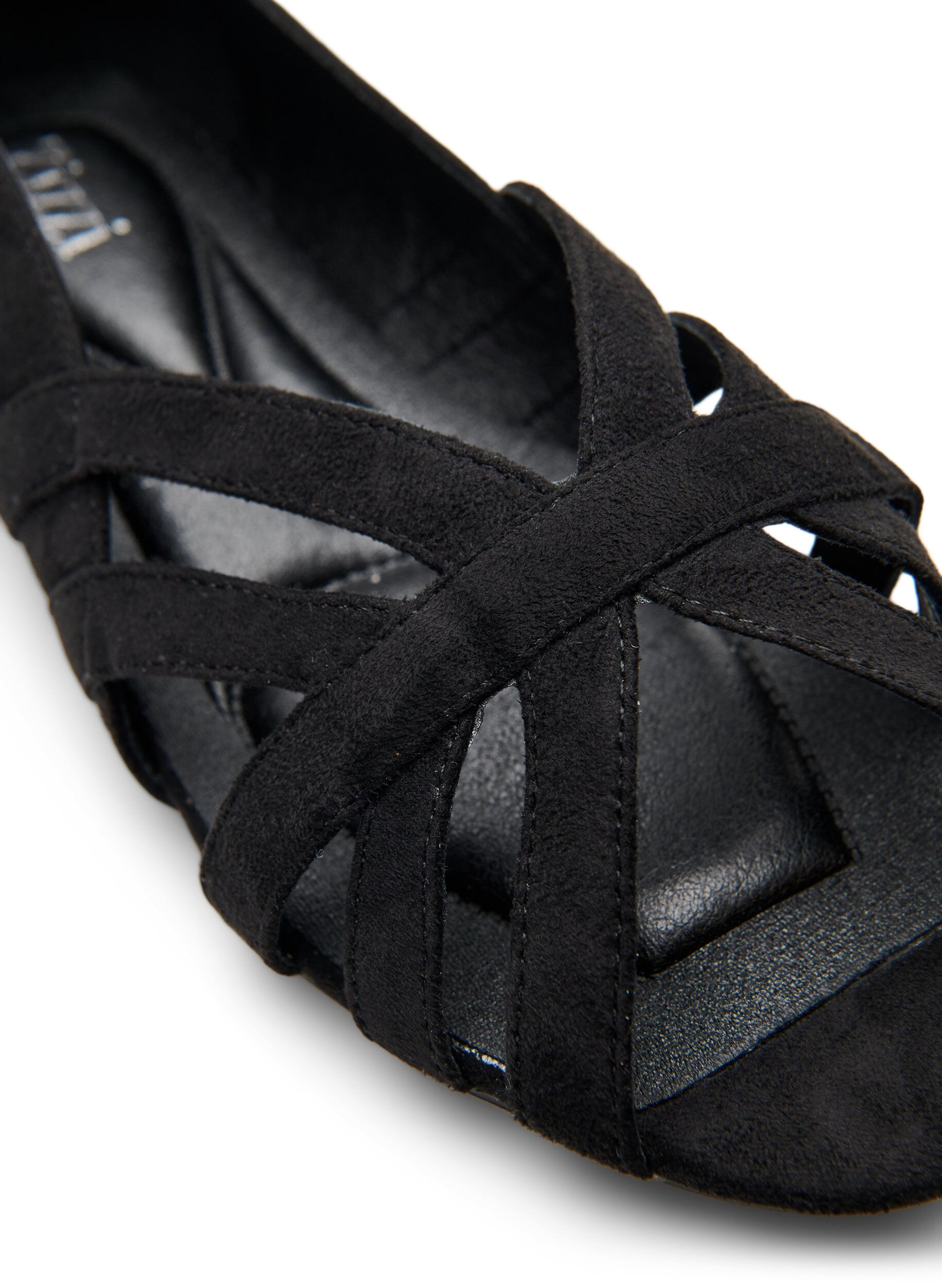 ZizzifashionBallerina in faux suede with crossed straps, Black, Packshot image number 2