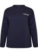 Long-sleeved jersey blouse with text print, Blue, Packshot image number 0