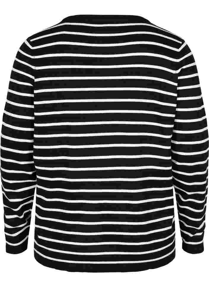 	 Knitted viscose top with long sleeves, Black W/Stripes, Packshot image number 1