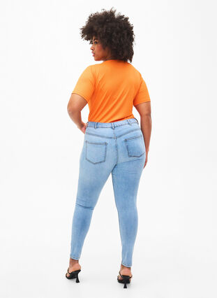 Slim fit jeans with abrasion details, Light Blue, Model image number 1