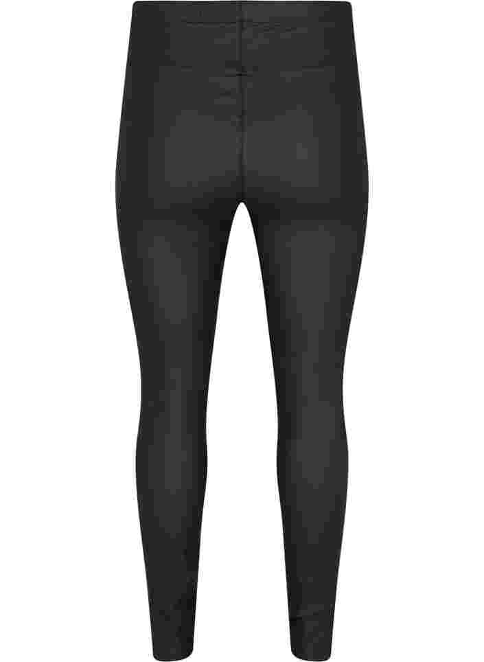 Coated leggings with slit, Black, Packshot image number 1