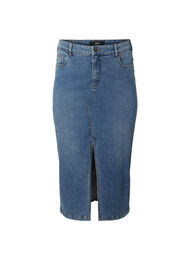Denim skirt with front slit, Blue denim, Packshot