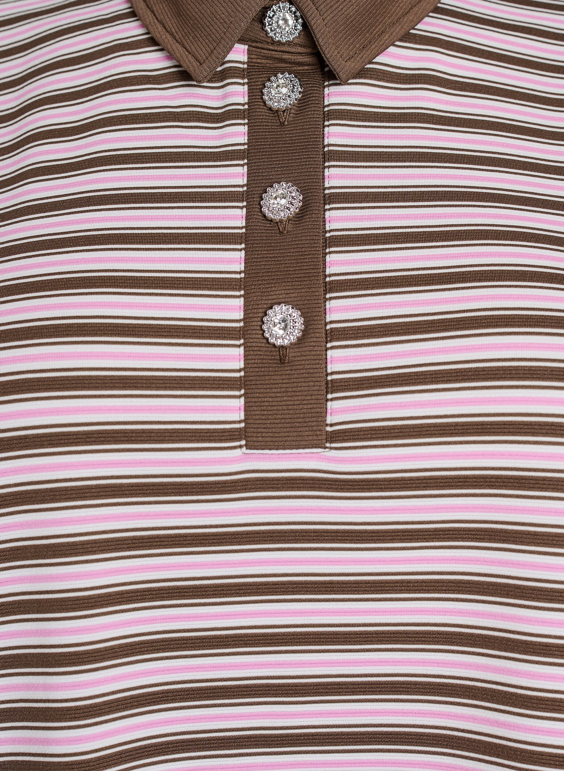 Zizzifashion Striped polo shirt with short sleeves and buttons, Brown, Packshot image number 2
