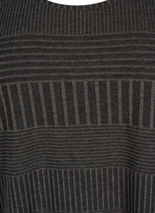 Blouse with 3/4 sleeves and striped pattern, Dark Grey Melange, Packshot image number 2