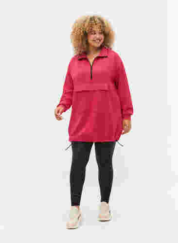 Long sweatshirt with pocket and zipper, Jazzy, Model image number 2