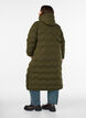 Long hooded puffer jacket with a wave pattern, Green, Model image number 2