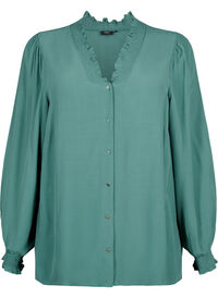 Long-sleeved shirt blouse in viscose