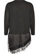 Knitted blouse with layered effect and lace trim, Black, Packshot image number 1