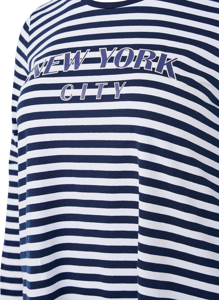 Striped blouse with motif, White w.Navy Stripe, Packshot image number 2
