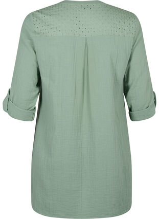 Tunic in cotton with embroidery anglaise, Chinois Green, Packshot image number 1